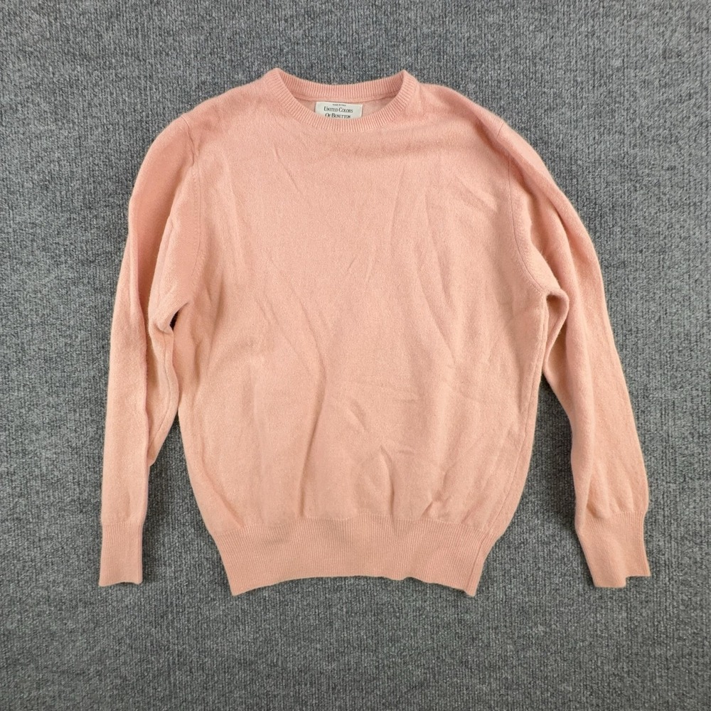 United Colors Of Benetton Sweater Womens Medium Pink Crewneck Pullover Italy